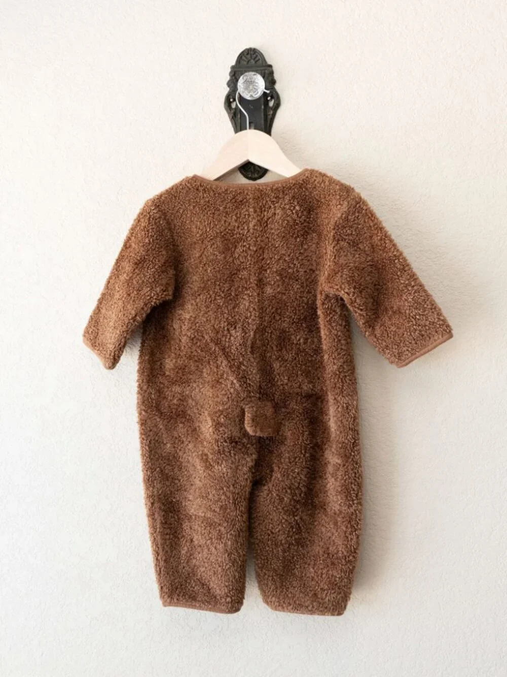 Baby Gap Teddy Bear Fleece Romper 12-18M Brown Sherpa One Piece Tail Cozy